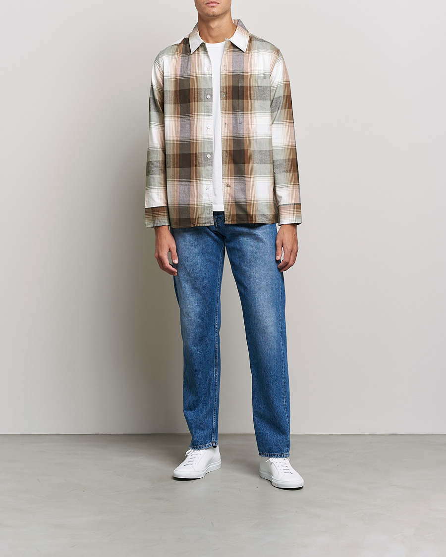 Herre | Skjorter | NN07 | Julio Cotton Checked Shirt Khaki Multi