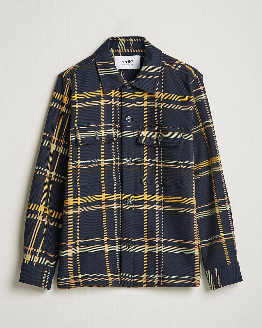Herre | Skjorter | NN07 | Wilas Checked Overshirt Navy/Yellow