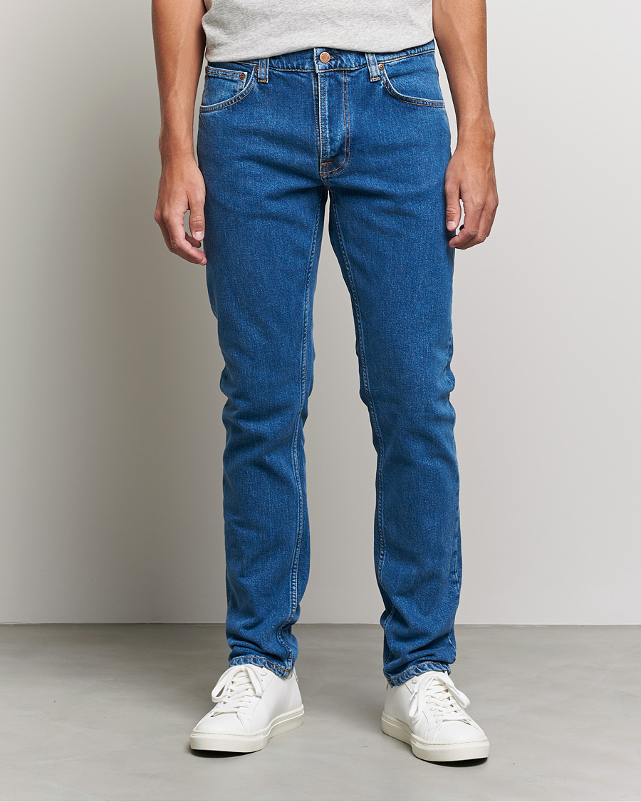 Herre | Blå jeans | Nudie Jeans | Lean Dean Organic Jeans Plain Stone Blue