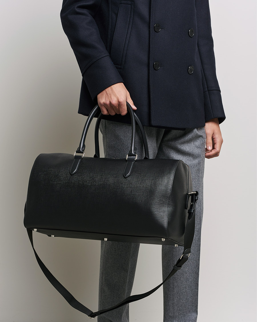 Herre |  | Smythson | Panama Leather Weekendbag Black