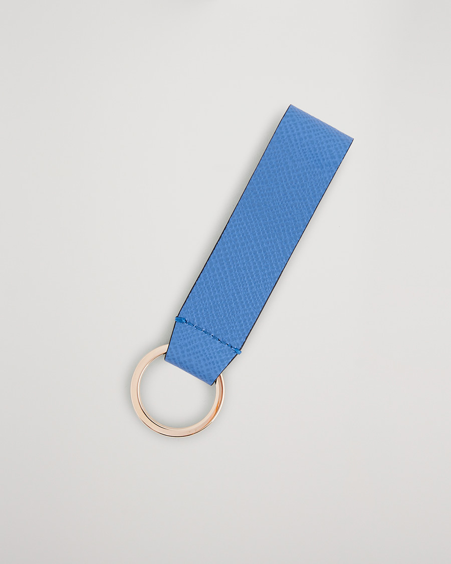 Herre | Nøgleringe | Smythson | Panama Leather Keyring Nile Blue