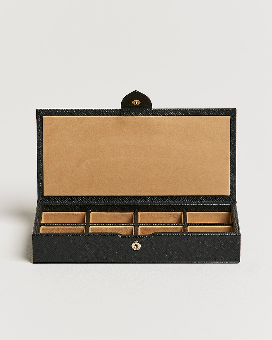 Herre | Smythson Panama Cufflink Box Black | Smythson | Panama Cufflink Box Black