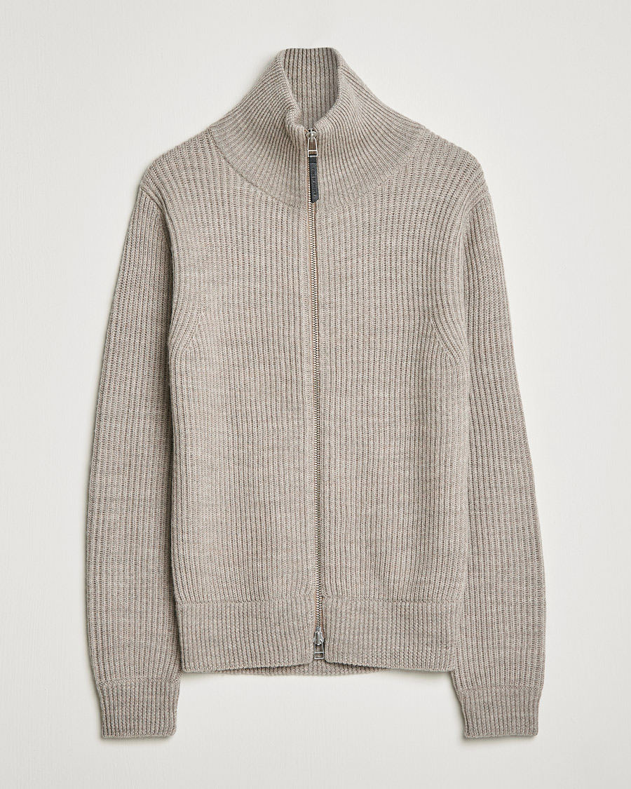 Herre | Trøjer | Tiger of Sweden | Nyman Wool Zip Cardigan Moon Stone