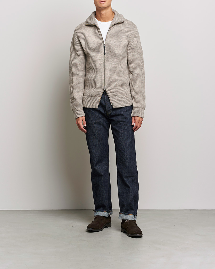 Herre | Trøjer | Tiger of Sweden | Nyman Wool Zip Cardigan Moon Stone