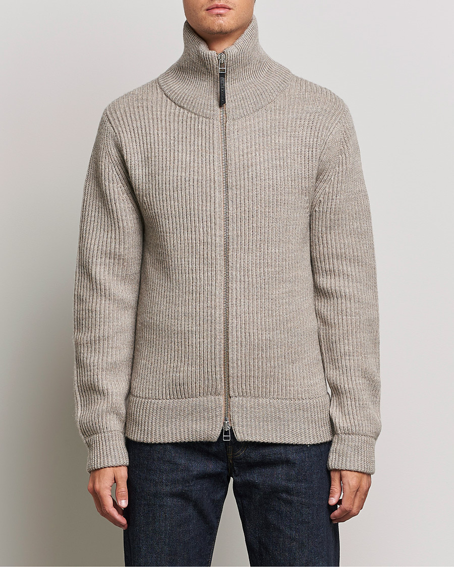 Herre | Trøjer | Tiger of Sweden | Nyman Wool Zip Cardigan Moon Stone