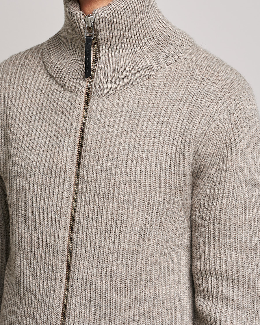 Herre | Trøjer | Tiger of Sweden | Nyman Wool Zip Cardigan Moon Stone