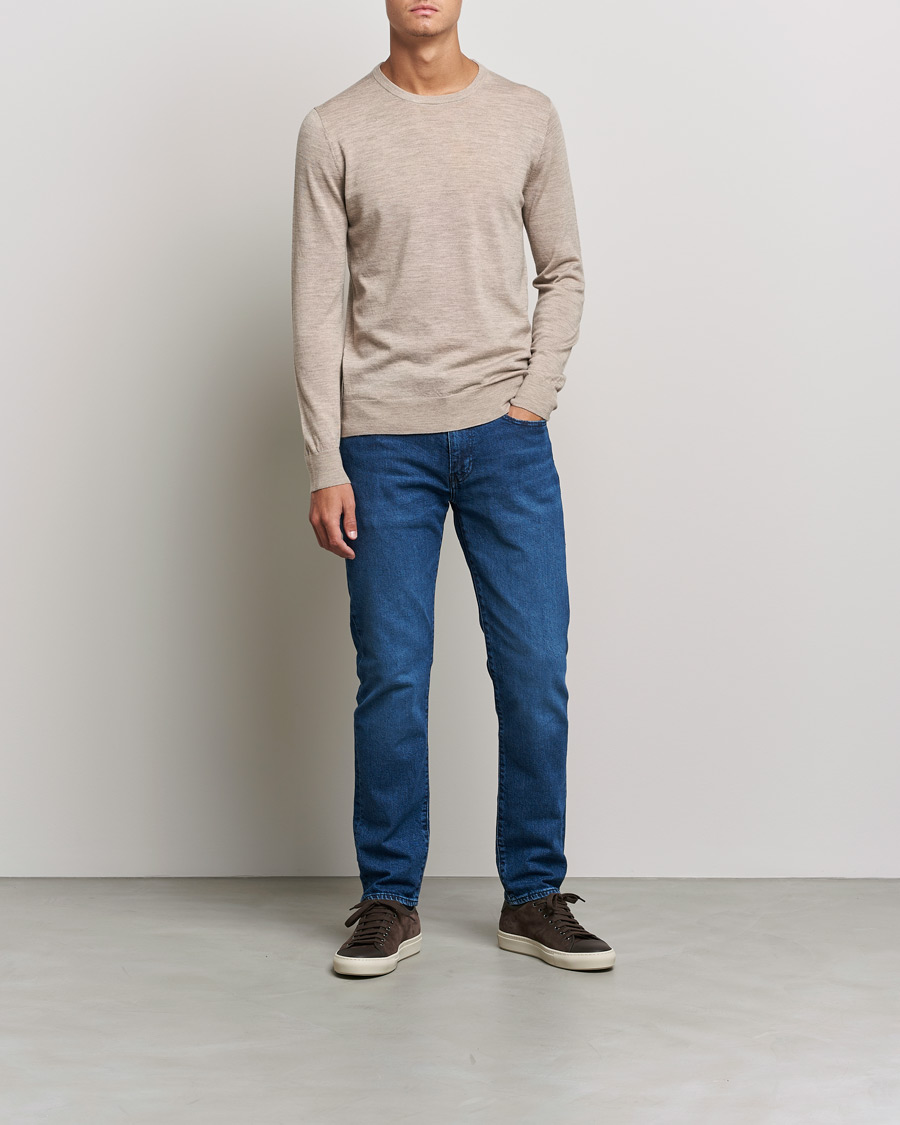 Herre | Trøjer | Tiger of Sweden | Nichols Extra Fine Merino Crew Neck Beige Melange