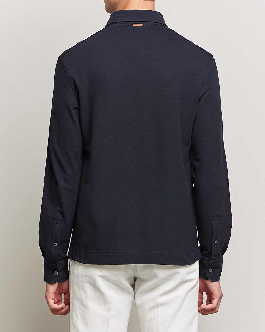 Herre | Polotrøjer | Zegna | Long Sleeve Cotton Piquet Polo Navy
