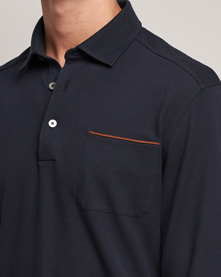 Herre | Polotrøjer | Zegna | Long Sleeve Cotton Piquet Polo Navy