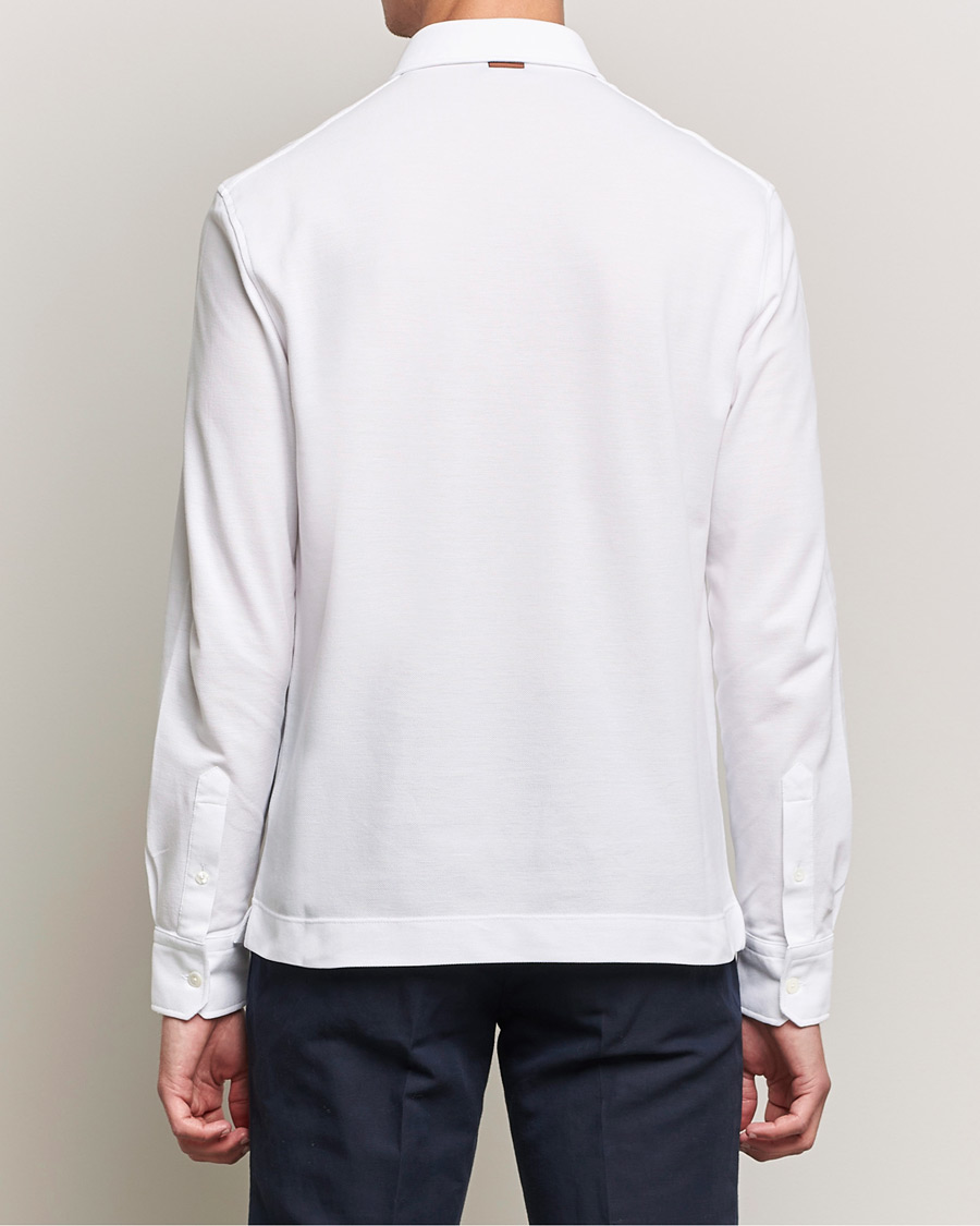 Herre | Trøjer | Zegna | Long Sleeve Cotton Piquet Polo White