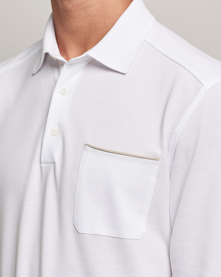 Herre | Trøjer | Zegna | Long Sleeve Cotton Piquet Polo White