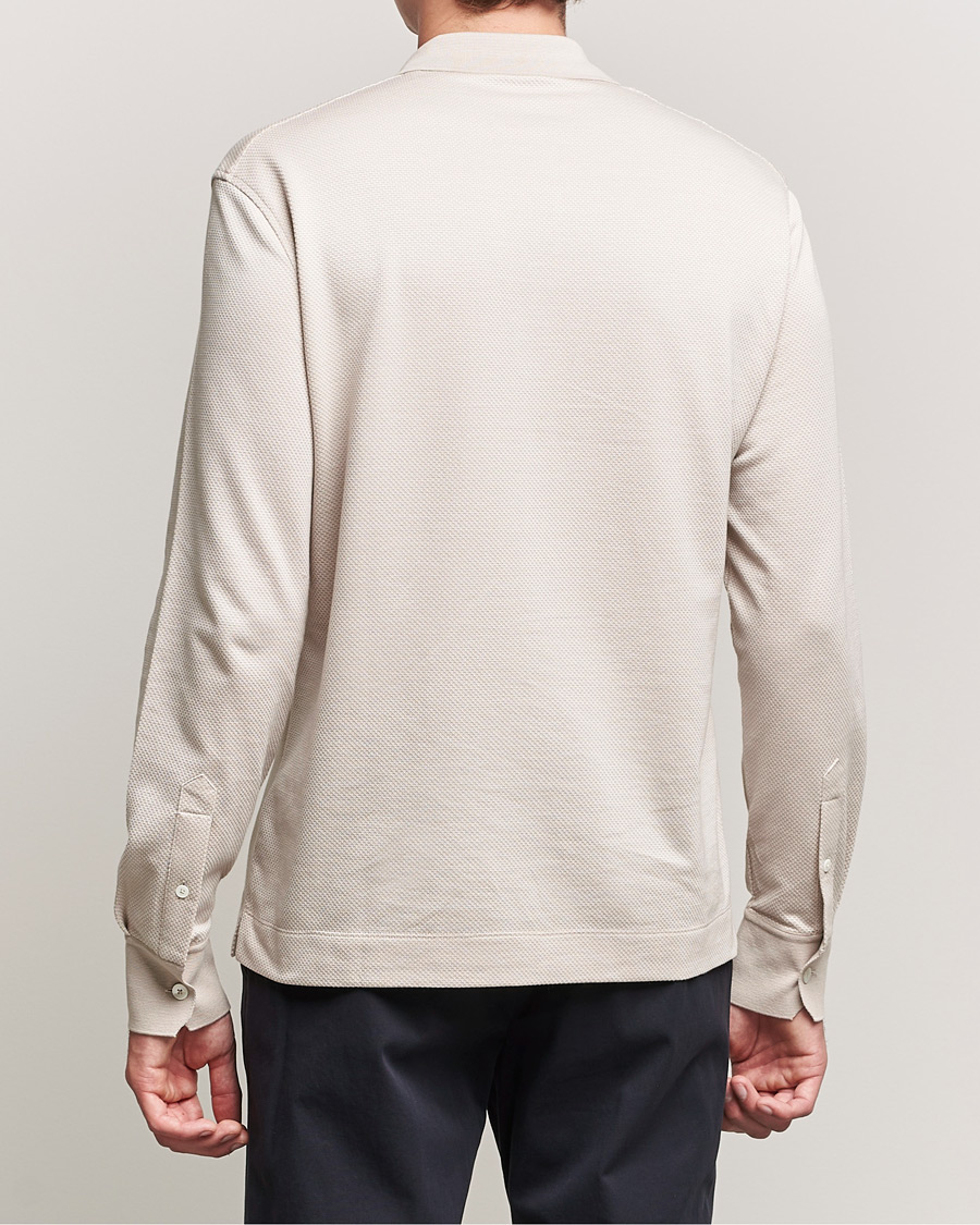 Herre | Trøjer | Zegna | Cotton/Silk Long Sleeve Polo Beige