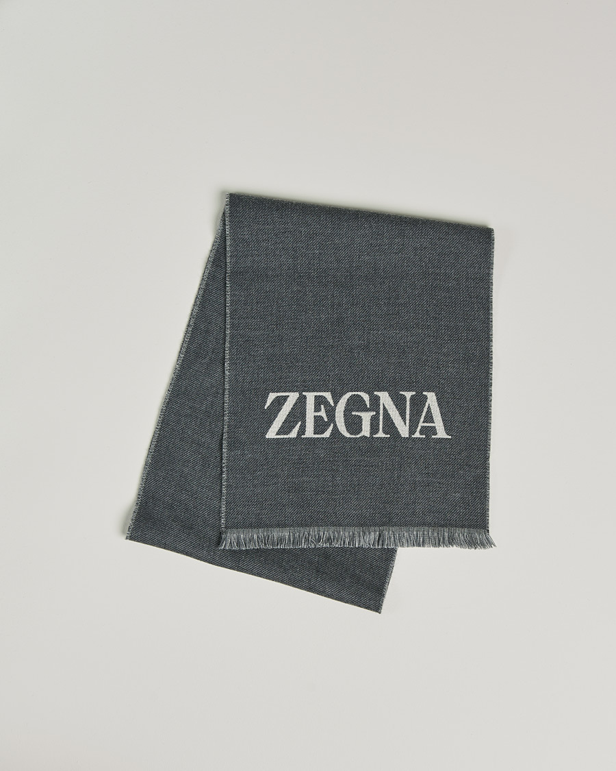 Herre | Zegna Bicolor Wool Scarf Dark Grey | Zegna | Bicolor Wool Scarf Dark Grey