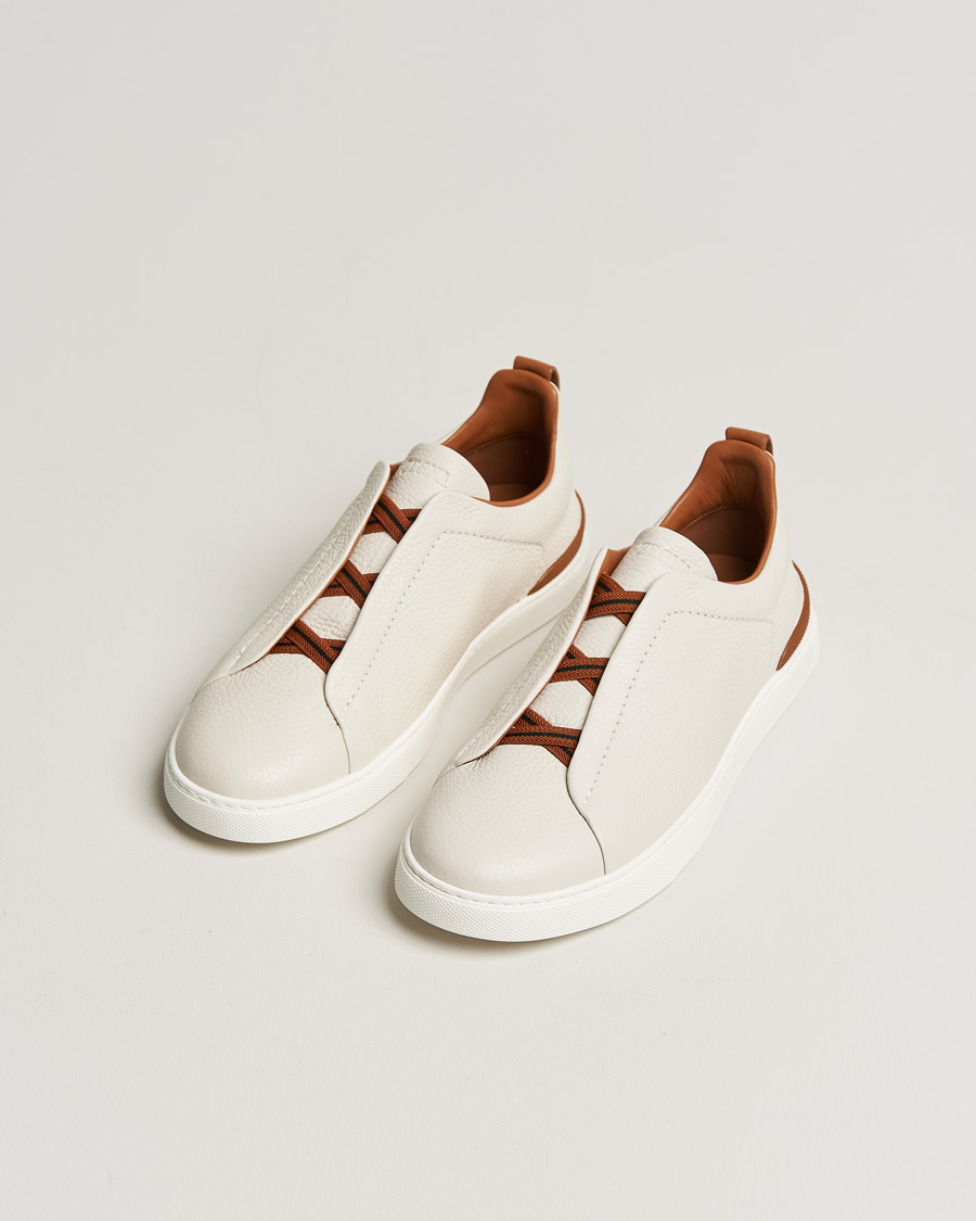 Herre | Zegna Triple Stitch Sneakers White Deerskin | Zegna | Triple Stitch Sneakers White Deerskin