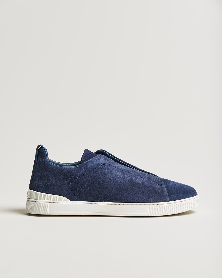 Herre | Zegna Triple Stitch Sneaker Blue Suede | Zegna | Triple Stitch Sneaker Blue Suede