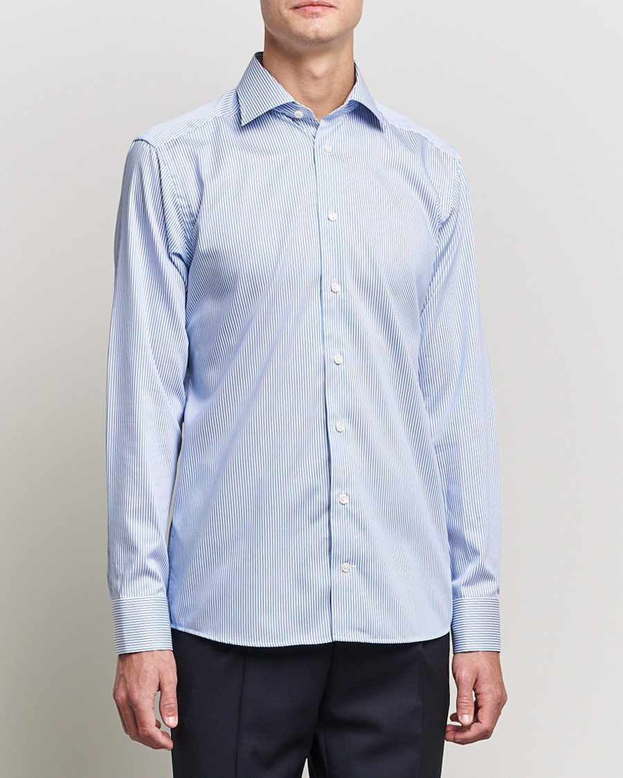 Herre |  | Eton | Bengal Stripe Fine Twill Shirt Royal Blue