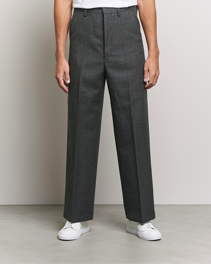 Herre | Bukser | AMI | Large Fit Wool Trousers Dark Grey