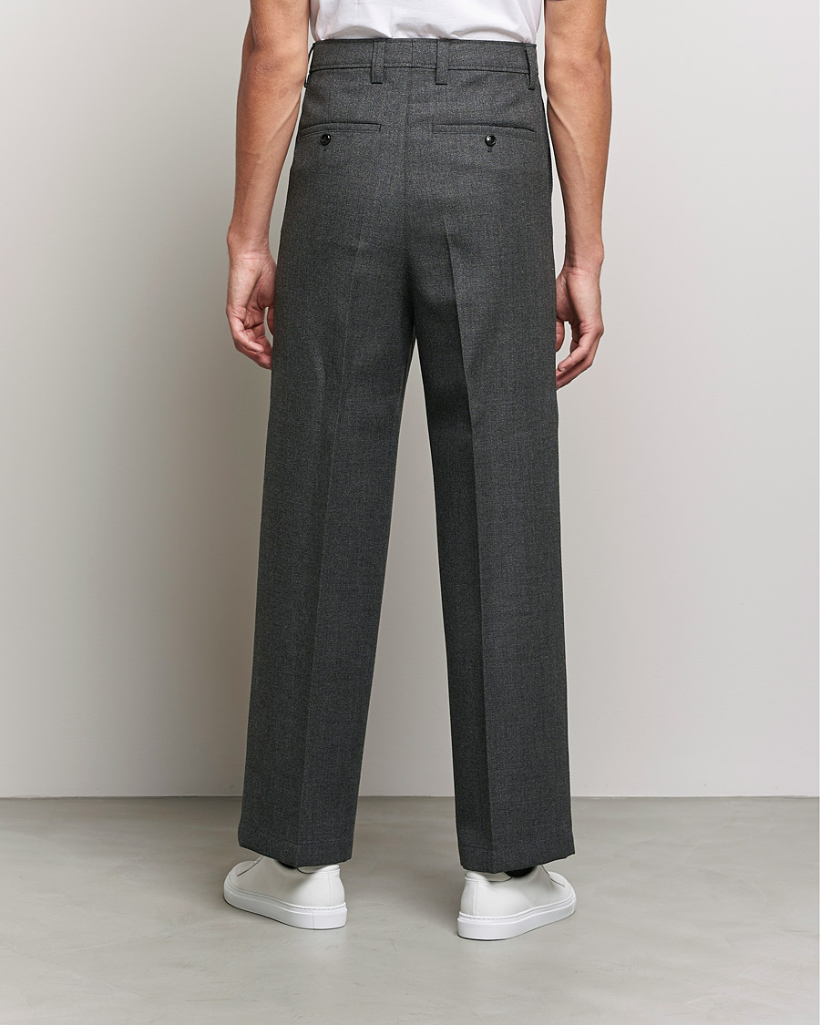 Herre | Bukser | AMI | Large Fit Wool Trousers Dark Grey