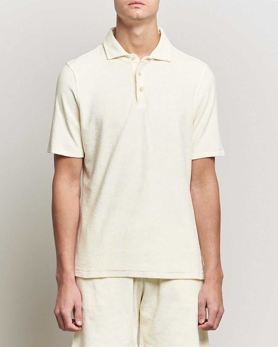 Herre | Polotrøjer | Stenströms | Towelling Cotton Poloshirt Cream