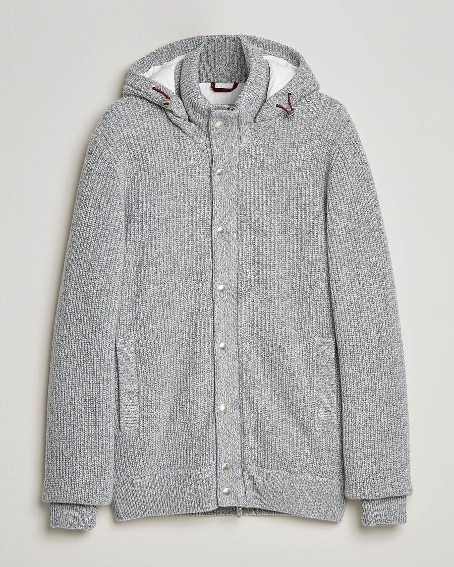 Herre | Jakker | Brunello Cucinelli | Hooded Cashmere Jacket Light Grey
