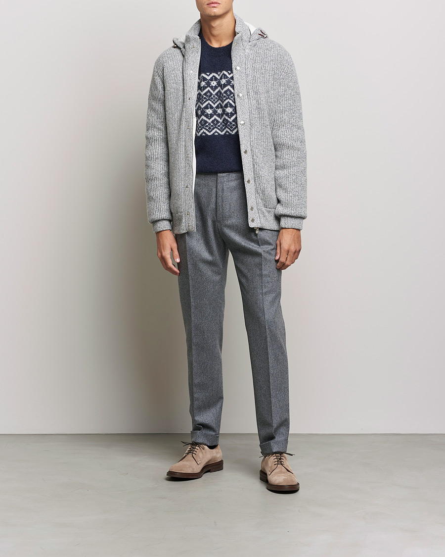 Herre | Jakker | Brunello Cucinelli | Hooded Cashmere Jacket Light Grey