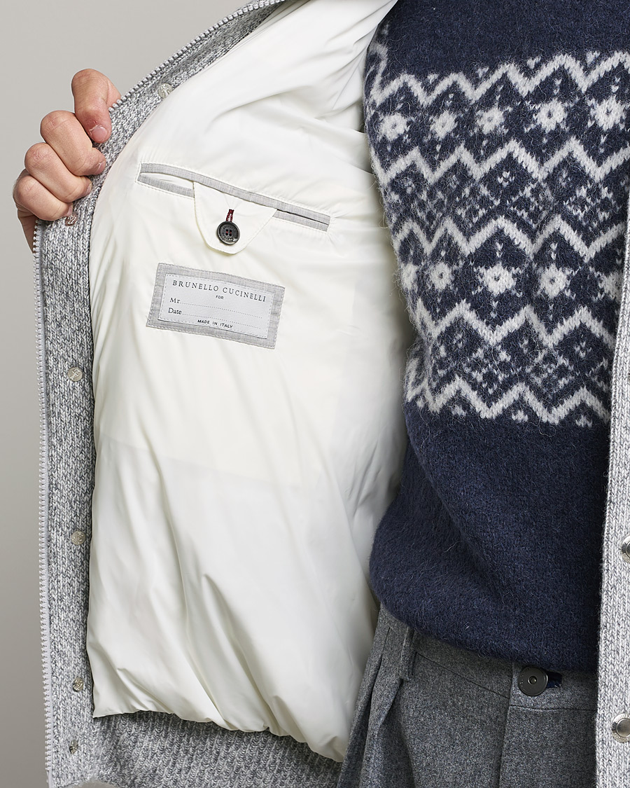 Herre | Jakker | Brunello Cucinelli | Hooded Cashmere Jacket Light Grey