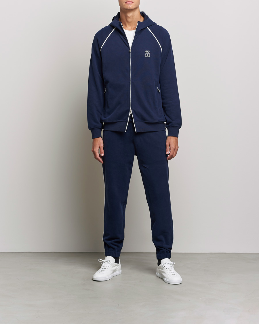 Herre | Trøjer | Brunello Cucinelli | Soft Cotton Zip Sweater Cobalt Blue