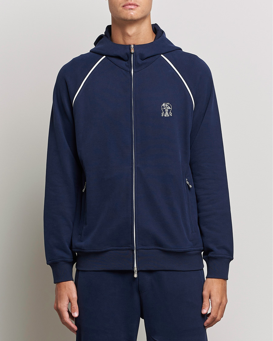 Herre | Trøjer | Brunello Cucinelli | Soft Cotton Zip Sweater Cobalt Blue