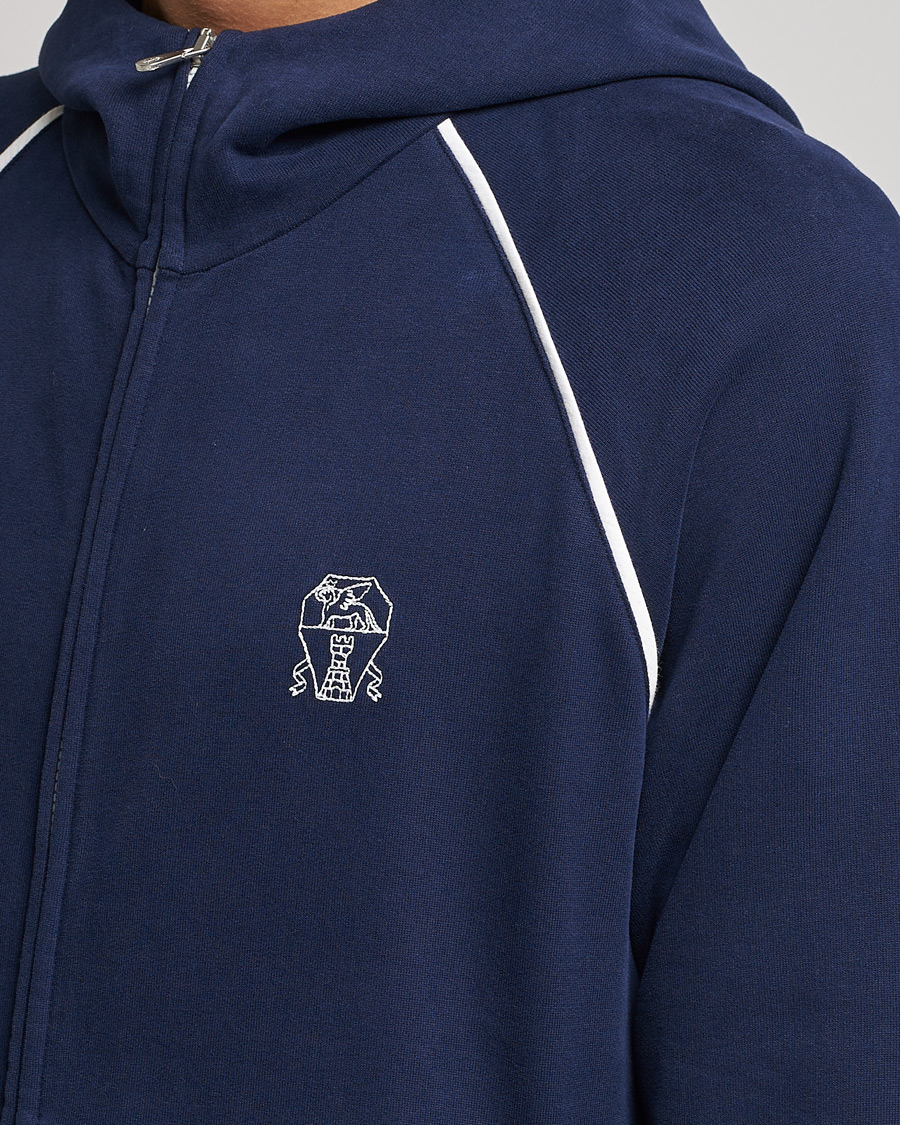 Herre | Trøjer | Brunello Cucinelli | Soft Cotton Zip Sweater Cobalt Blue