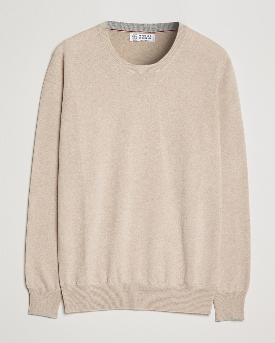 Herre | Trøjer | Brunello Cucinelli | 2 Ply Cashmere Pullover Sand