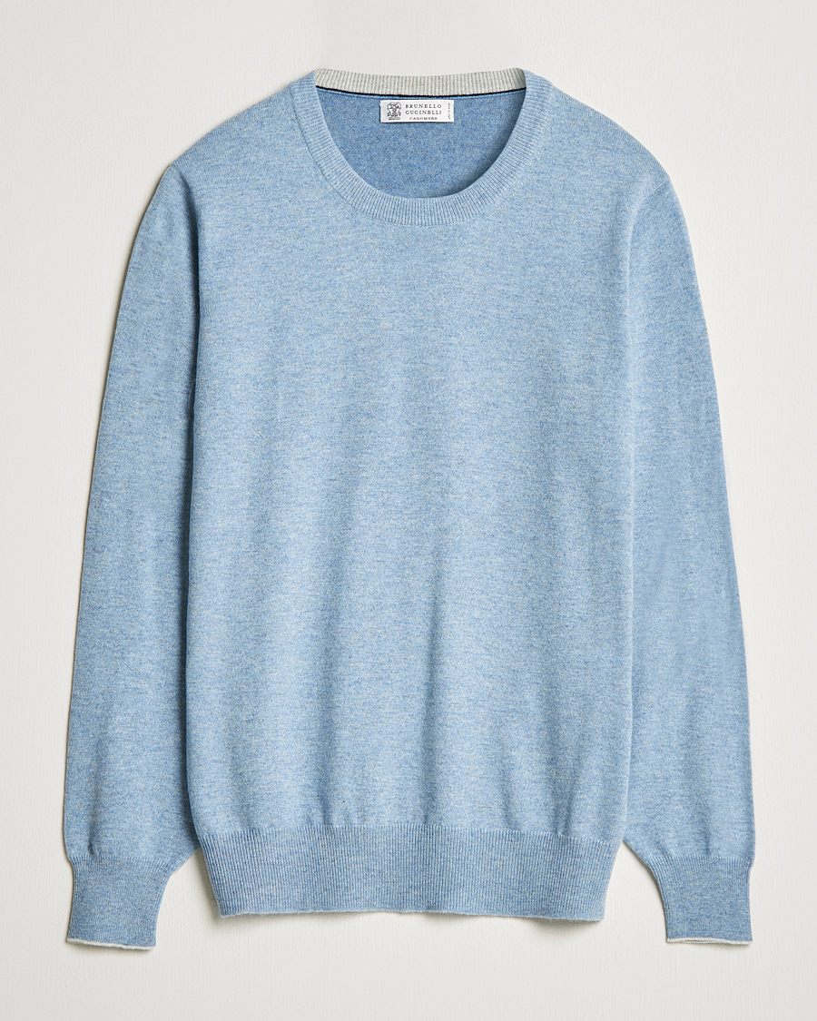Herre | Trøjer | Brunello Cucinelli | 2 Ply Cashmere Pullover Light Blue