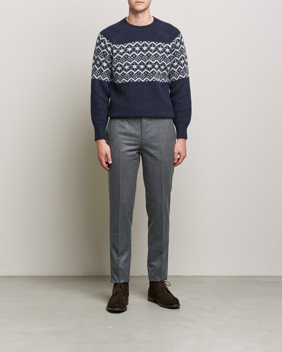 Herre | Trøjer | Brunello Cucinelli | Alpaca Jacquard Sweater Dark Blue