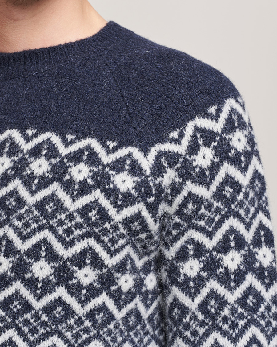 Herre | Trøjer | Brunello Cucinelli | Alpaca Jacquard Sweater Dark Blue
