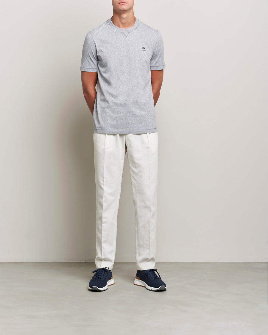 Herre | Brunello Cucinelli | Brunello Cucinelli | Short Sleeve Logo T-Shirt Grey Melange