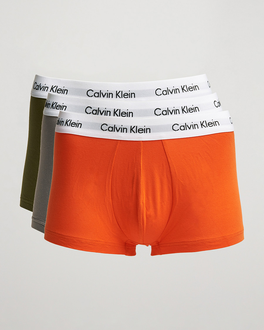 Herre | Undertøj | Calvin Klein | Cotton Stretch 3-Pack Low Rise Trunk Grey/Orange/Army
