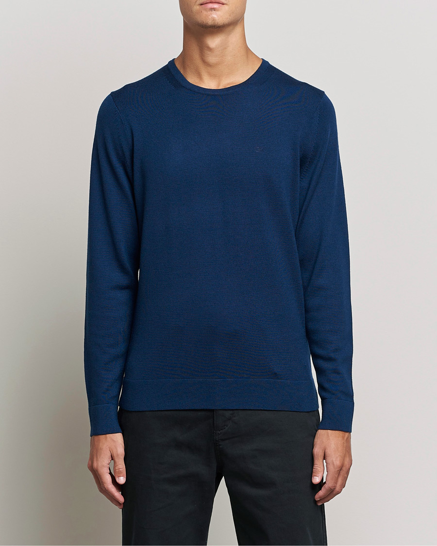 Herre | Pullovers med rund hals | Calvin Klein | Superior Wool Crew Neck Sweater Navy