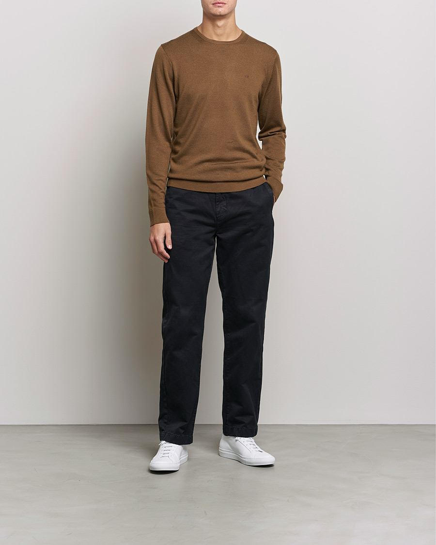 Herre | Trøjer | Calvin Klein | Superior Wool Crew Neck Sweater Chester Brown