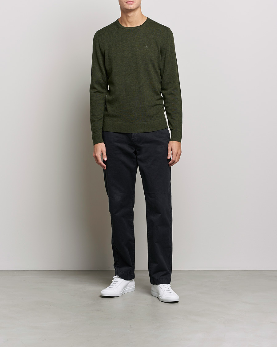 Herre | Trøjer | Calvin Klein | Superior Wool Crew Neck Sweater Dark Olive