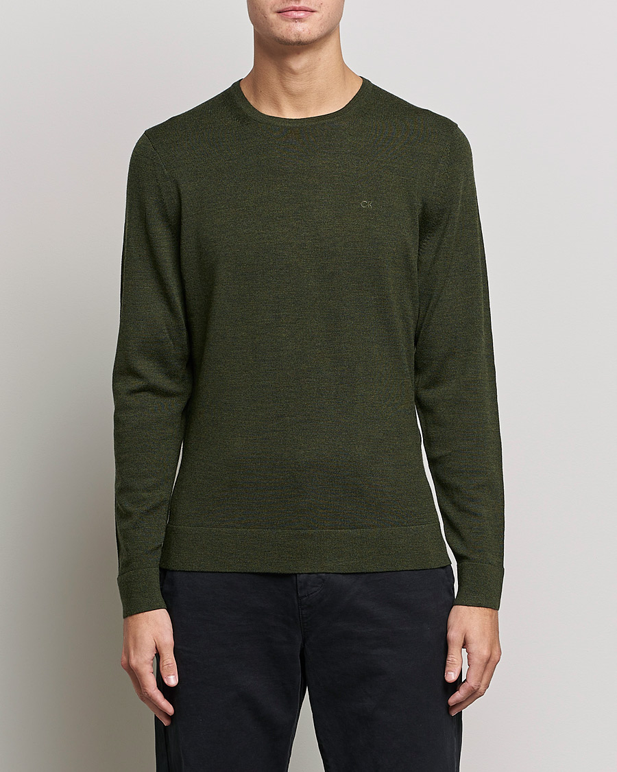 Herre | Trøjer | Calvin Klein | Superior Wool Crew Neck Sweater Dark Olive