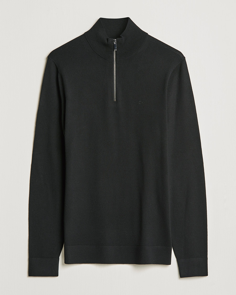 Herre |  | Calvin Klein | Superior Wool Half Zip Sweater Black