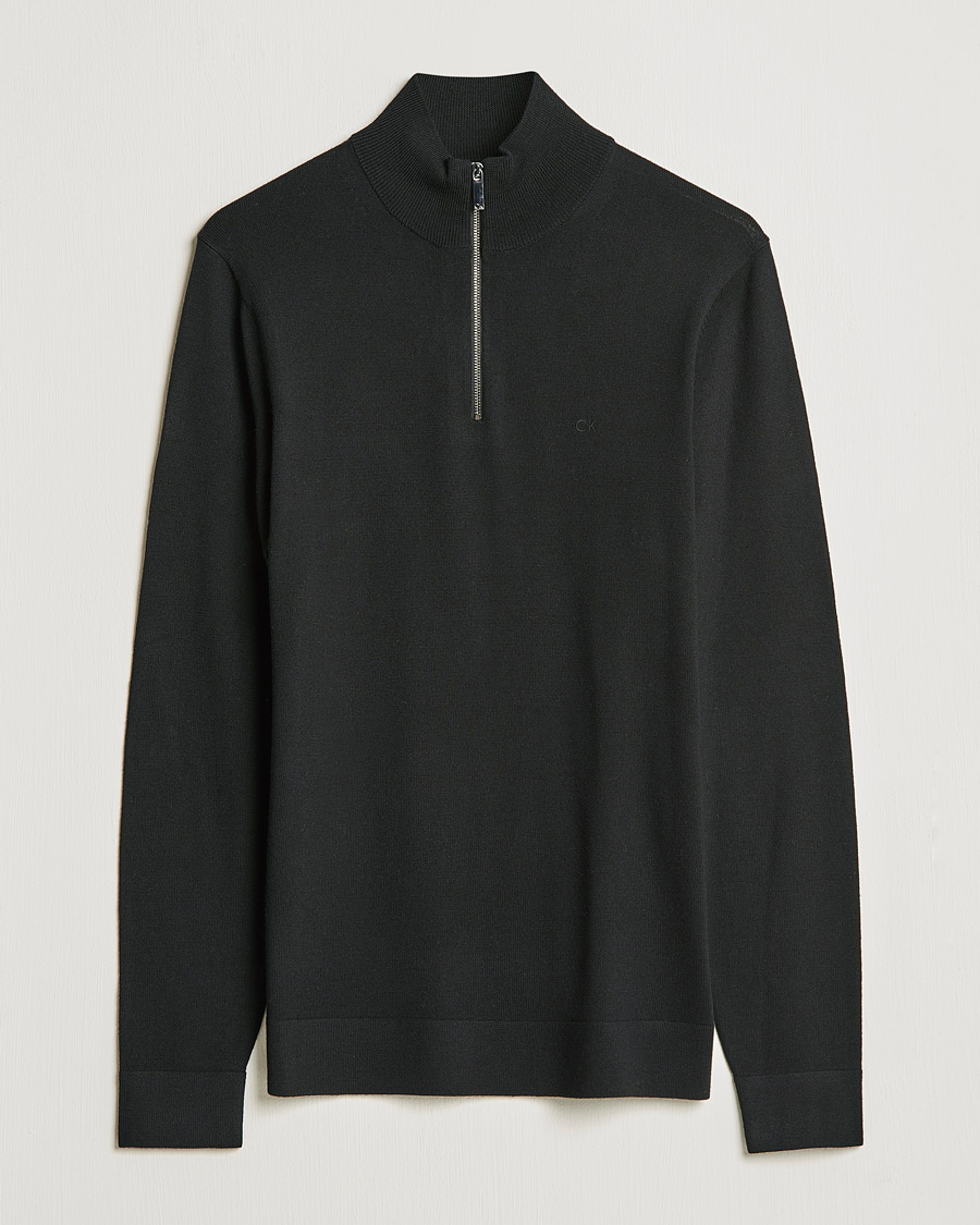 Herre | Trøjer | Calvin Klein | Superior Wool Half Zip Sweater Black