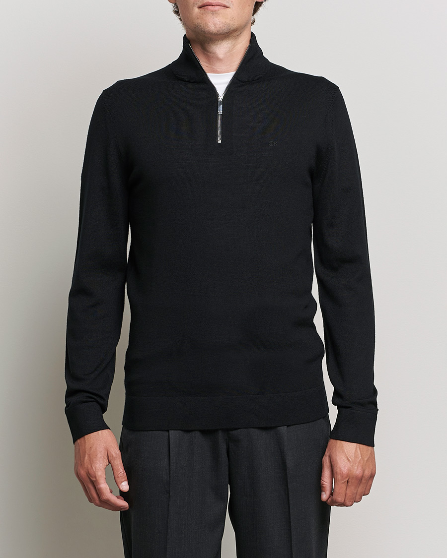 Herre | Trøjer | Calvin Klein | Superior Wool Half Zip Sweater Black