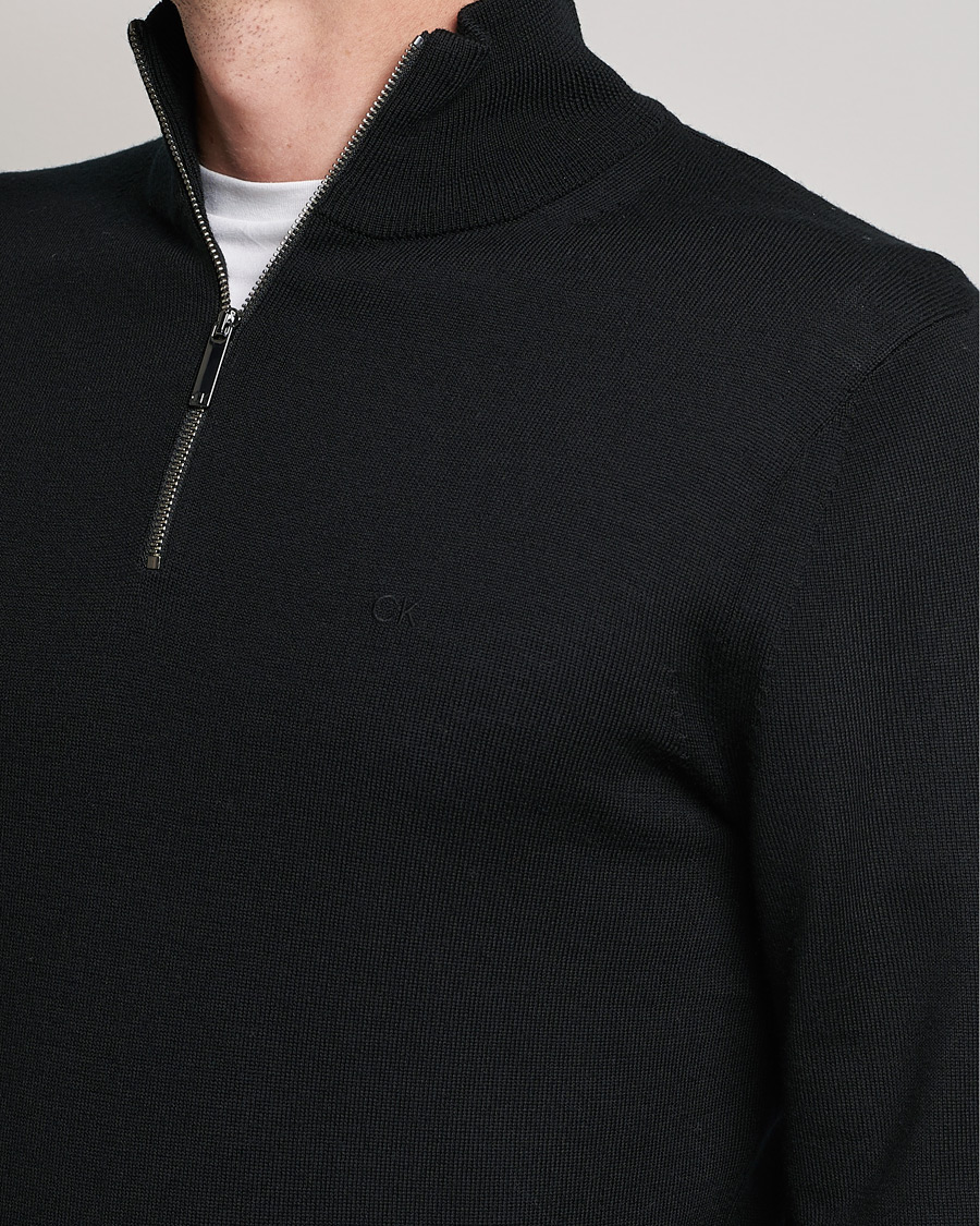 Herre | Trøjer | Calvin Klein | Superior Wool Half Zip Sweater Black