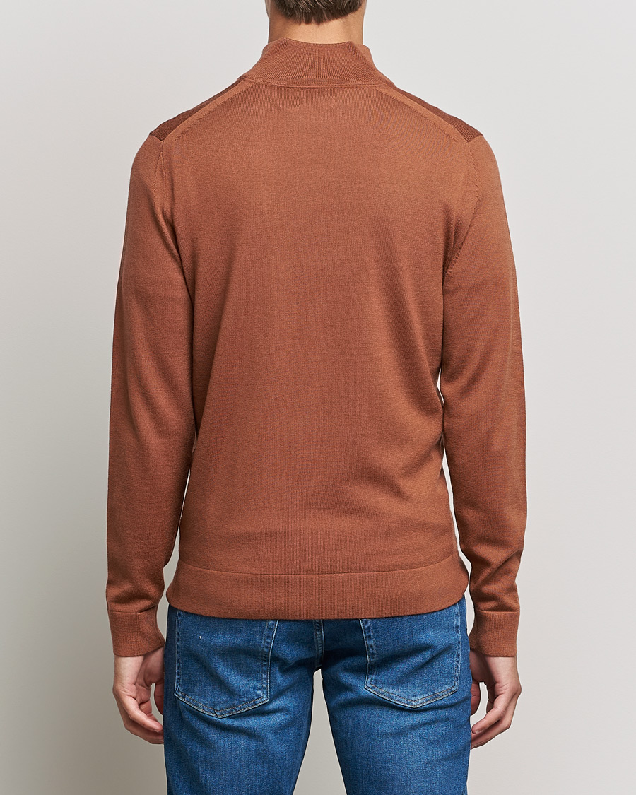Herre | Trøjer | Calvin Klein | Superior Wool Half Zip Sweater Caramel Red