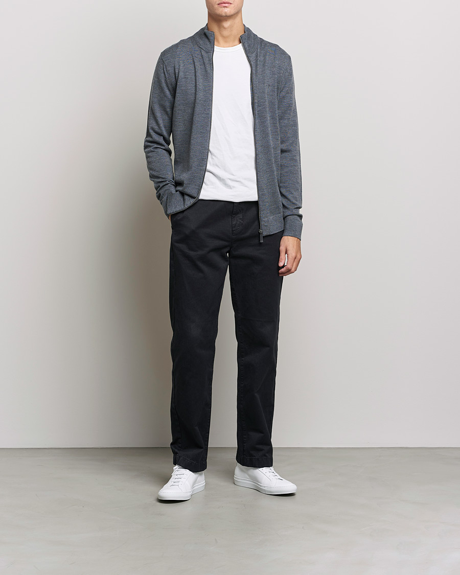 Herre | Trøjer | Calvin Klein | Superior Wool Full Zip Sweater Dark Grey Heather