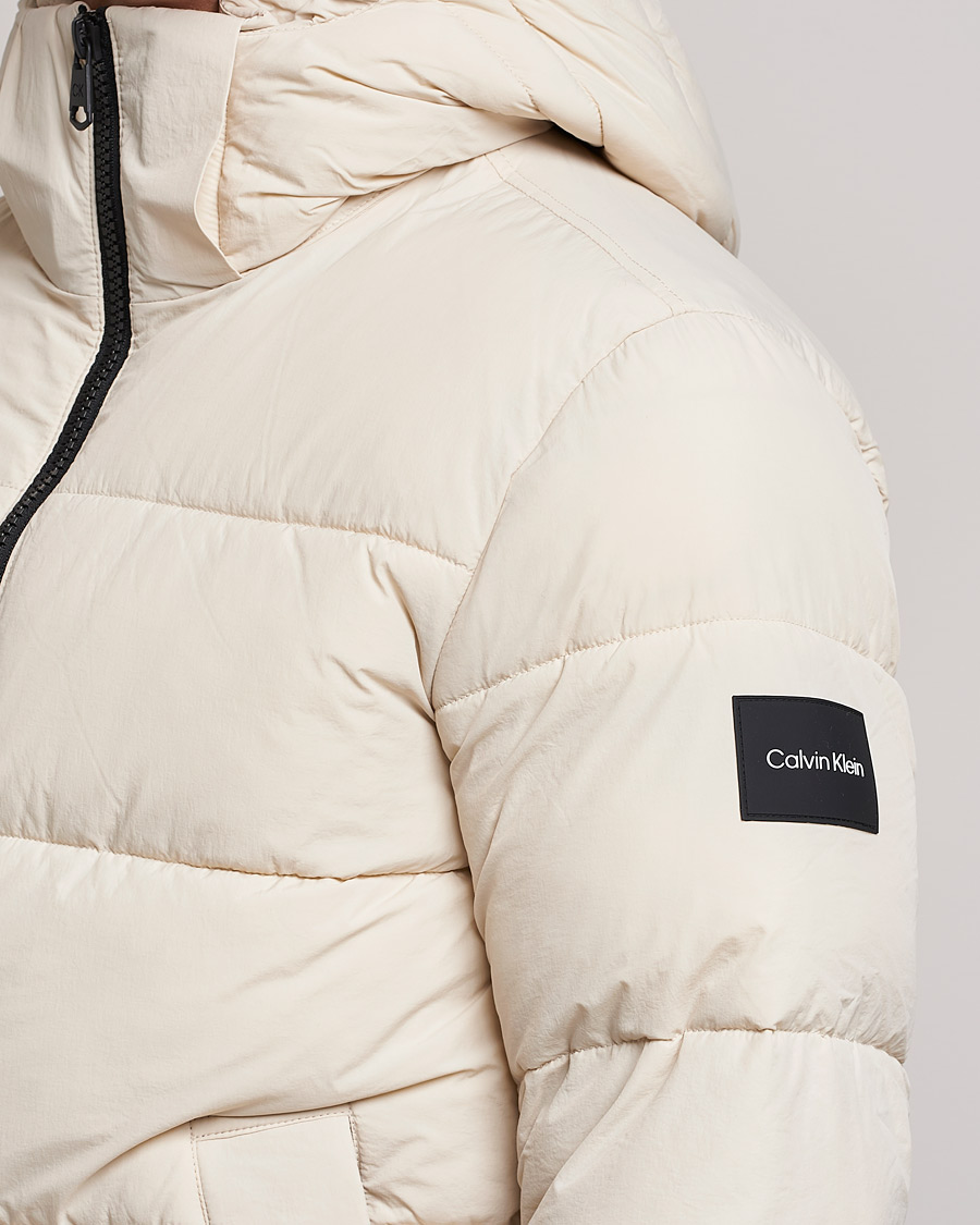 Herre | Jakker | Calvin Klein | Crinkle Nylon Puffer Jacket Stony Beige
