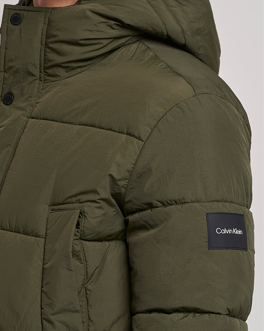 Herre | Jakker | Calvin Klein | Crinkle Nylon Long Puffer Jacker Dark Olive