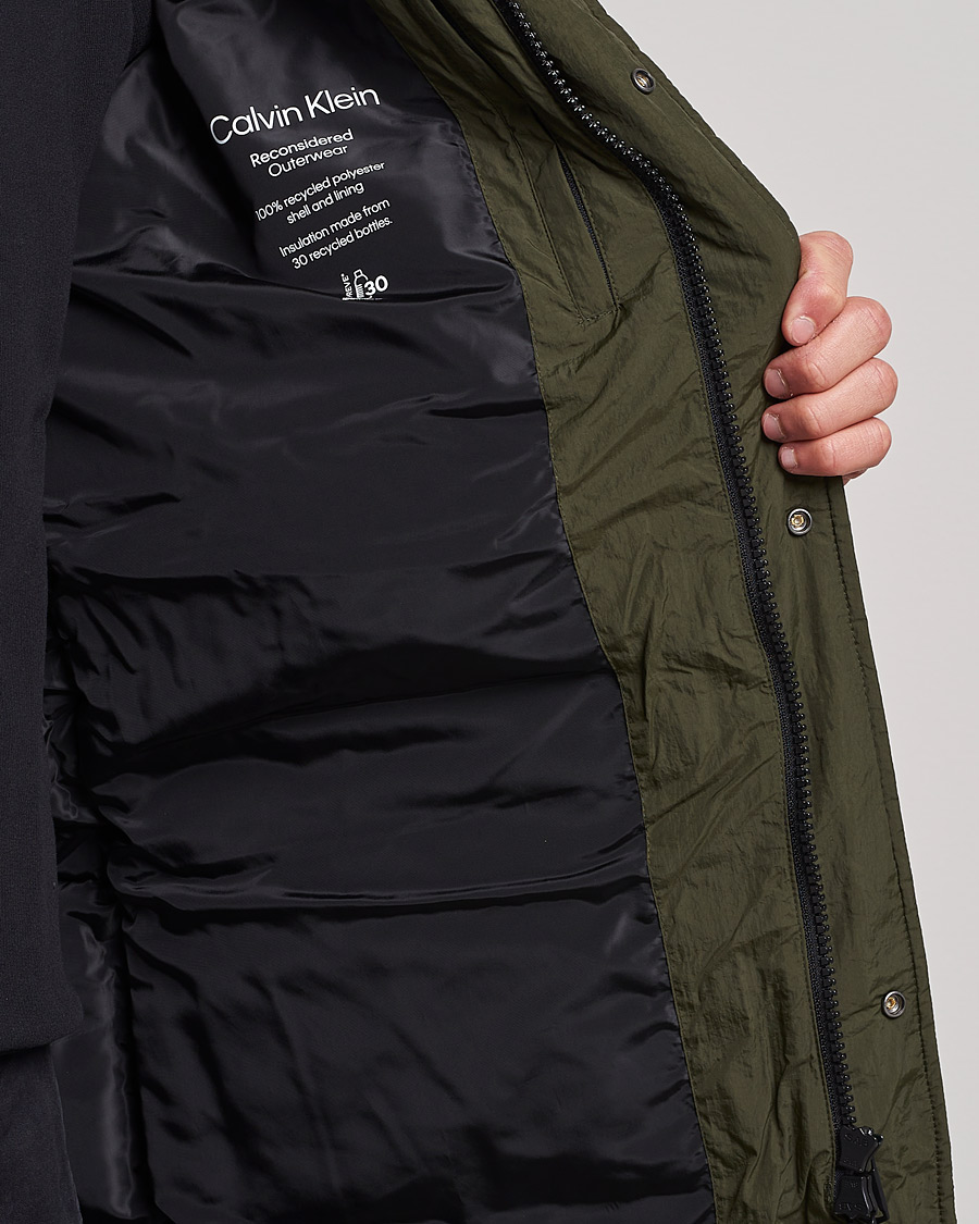 Herre | Jakker | Calvin Klein | Crinkle Nylon Long Puffer Jacker Dark Olive