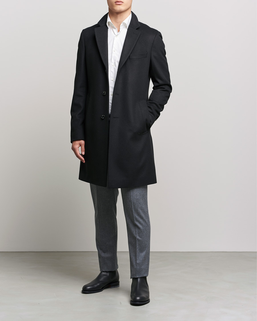 Herre | Frakker | BOSS | Hyde Wool/Cashmere Coat Black