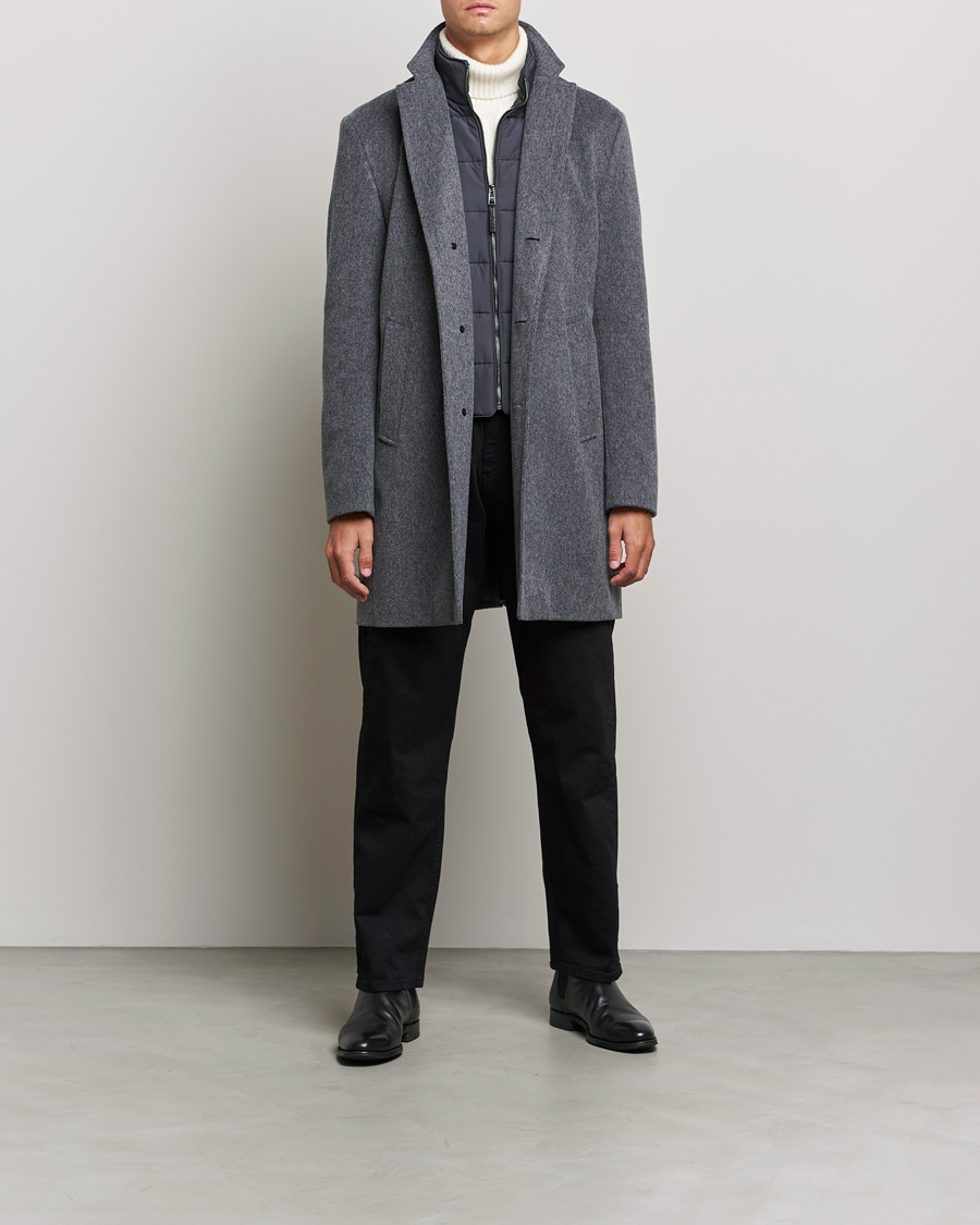 Herre | Frakker | BOSS | Hyde Wool/Cashmere Stand Up Collar Coat Silver